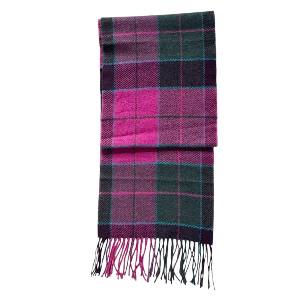 Foxford Irish Lambswool Scarf in Carrigan Purple Plaid - Picture 3 of 7